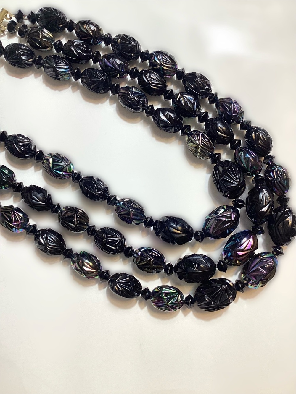 1950s Vtg Austria Made AB Lucite Statement Necklace